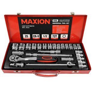 Набір інструментів 1/2&rdquo;, 25 одиниць, Cr-V, MAXION MXTL- MC24 47655 фото