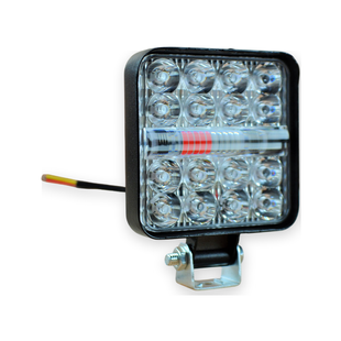 Фара LED Червоне світло квадратна 48W 6000K + Червоний стробоскоп (16 діодів) (8.5 см х 8.5 см х 1,5 см) Mini RED 1014179 фото