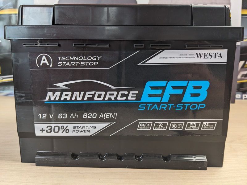 Автомобильный аккумулятор MANFORCE EFB 63Ah 620A R+ (LB2) 4820219076469 фото