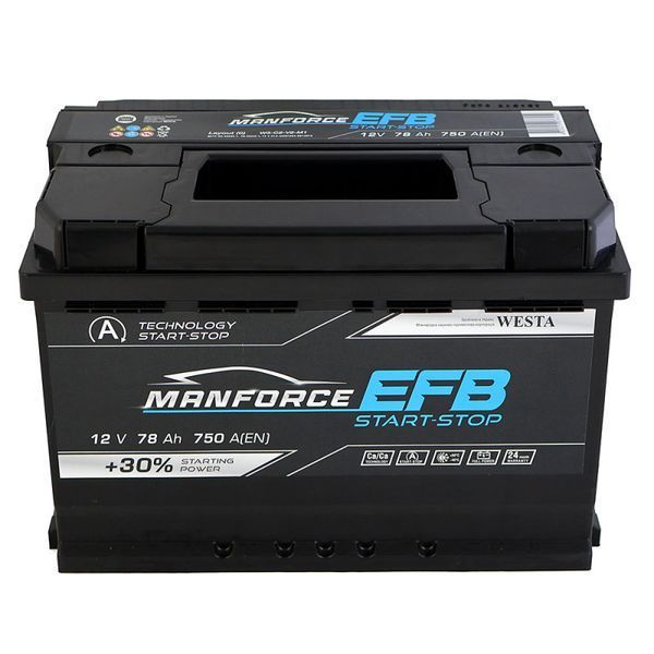 Автомобильный аккумулятор MANFORCE EFB 78Ah 750A R+ (L3) 4820219076452 фото