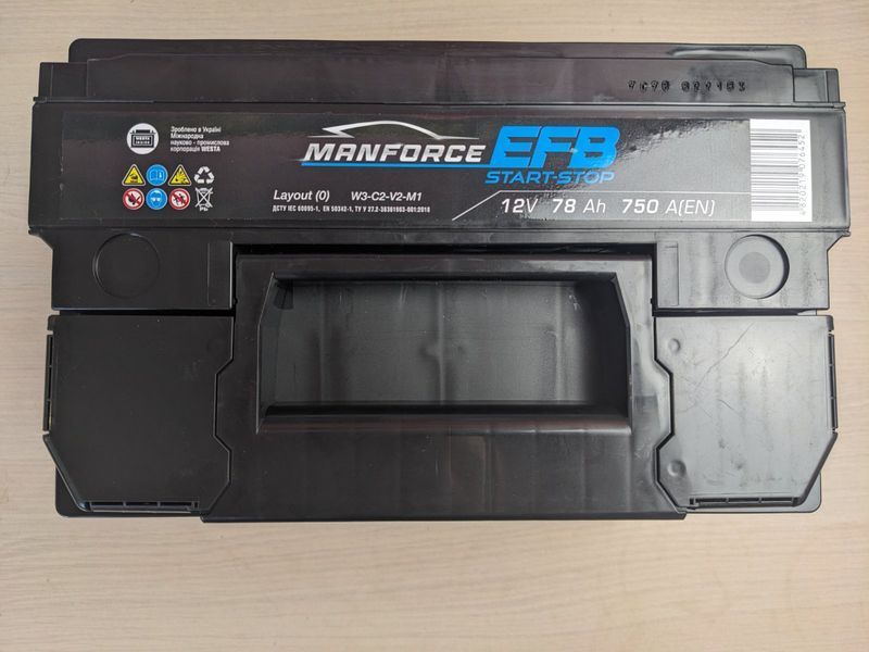 Автомобильный аккумулятор MANFORCE EFB 78Ah 750A R+ (L3) 4820219076452 фото