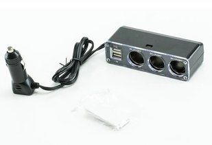 Розгалужувач прикурювача 3 вих. 10А/120Вт, 2 USB 3.1А, провід 1,30м, Євро 112872 112872 фото