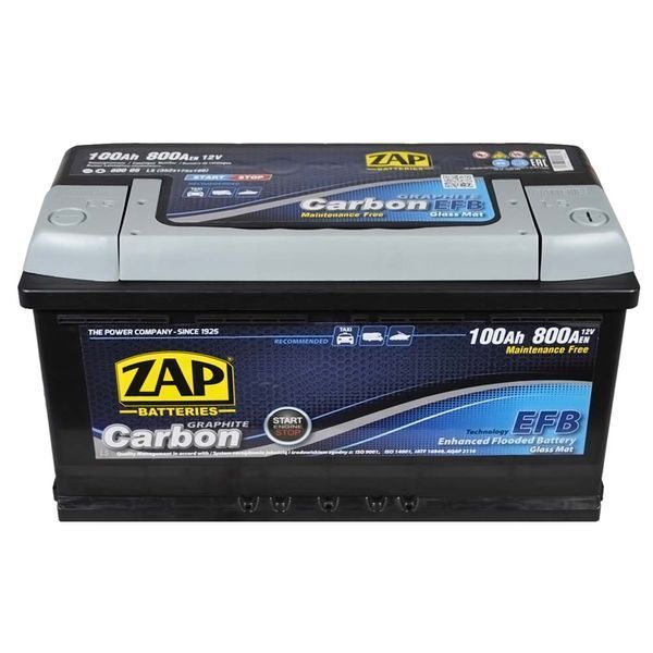 Автомобільний акумулятор ZAP Carbon EFB START STOP 100Аh 800А R+ (правий +) 600 05 564958888261 фото