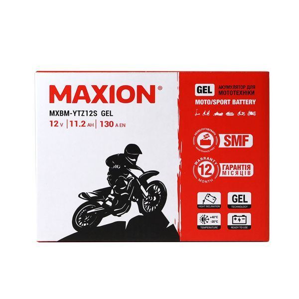 Мото акумулятор MAXION (HUAWEI) 24MXBM-YTZ12S GEL (12V, 11,2Ah, 200A, +/-) 10011060 фото
