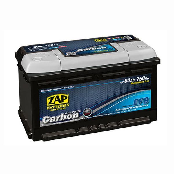 Автомобільний акумулятор ZAP Carbon EFB Start Stop 77Аh 750А R+ (правий +) 577 05 564958888257 фото